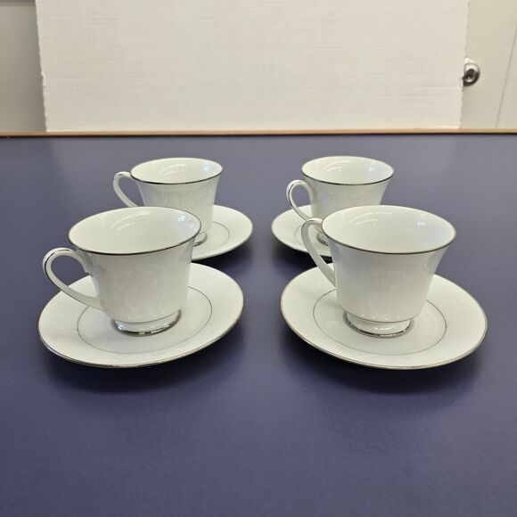 NORITAKE Rainer 6909 Cups & Saucers Set of 4 Vintage Tea Coffee Vintage - Picture 1 of 7